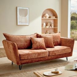 Canapé 3 places confort en tissu terracotta 204cm HASTING Casita