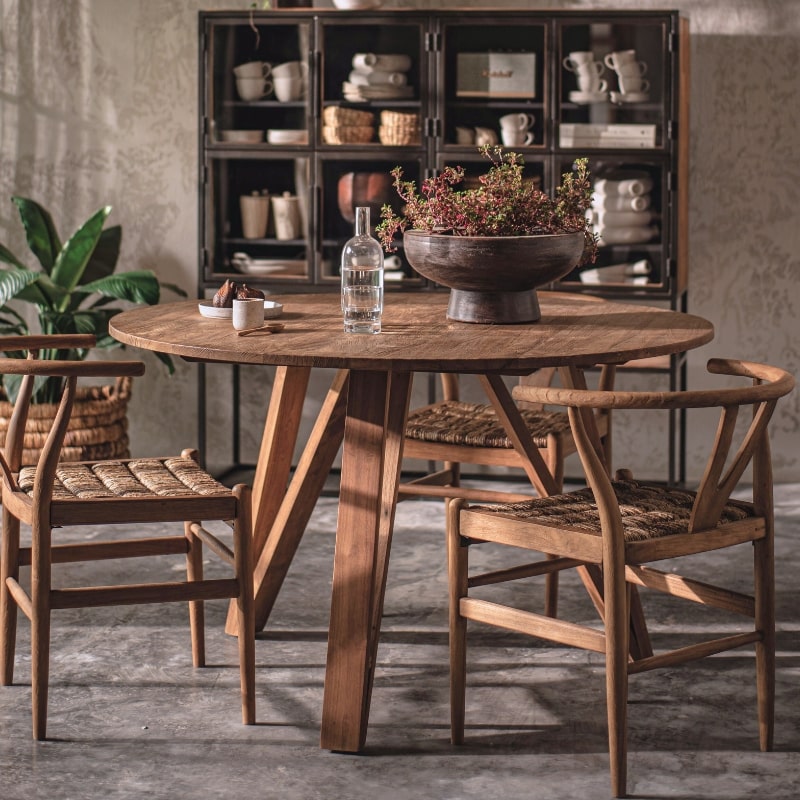 Table repas ronde en teck massif recyclé 130cm d-bodhi ARTISAN