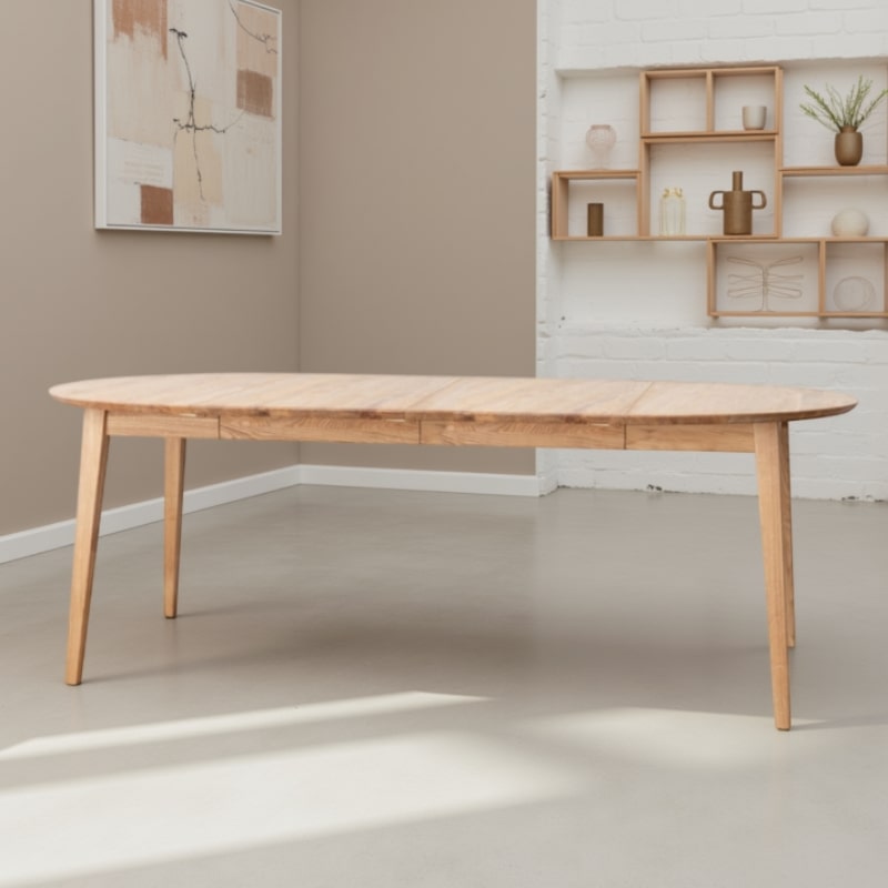Table à Manger Ronde 110 Cm Style Scandinave LIV - Happy Garden - Bois Clair